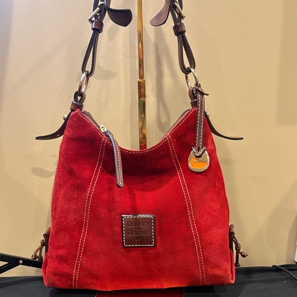 Dooney & Bourke Handbags - Dooney & Bourke Red Suede Hobo Bag